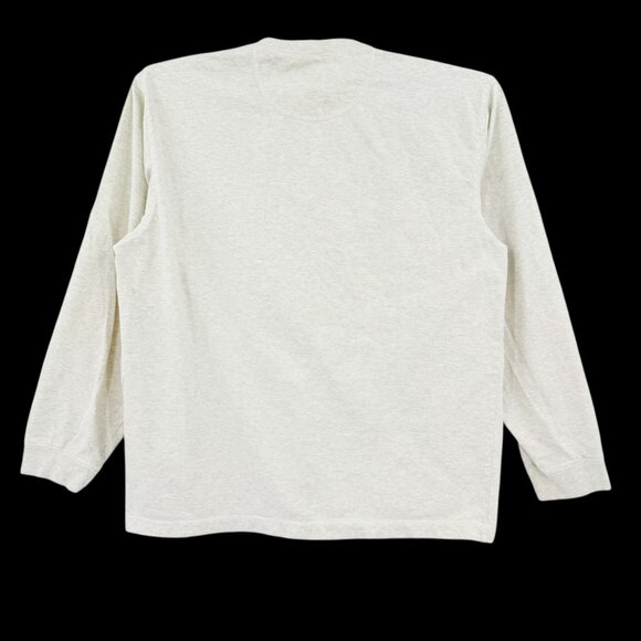 Eddie Bauer Men's Pullover Long Sleeve Grey Beige Henley Shirt Sz L 100% Cotton - Picture 2 of 9